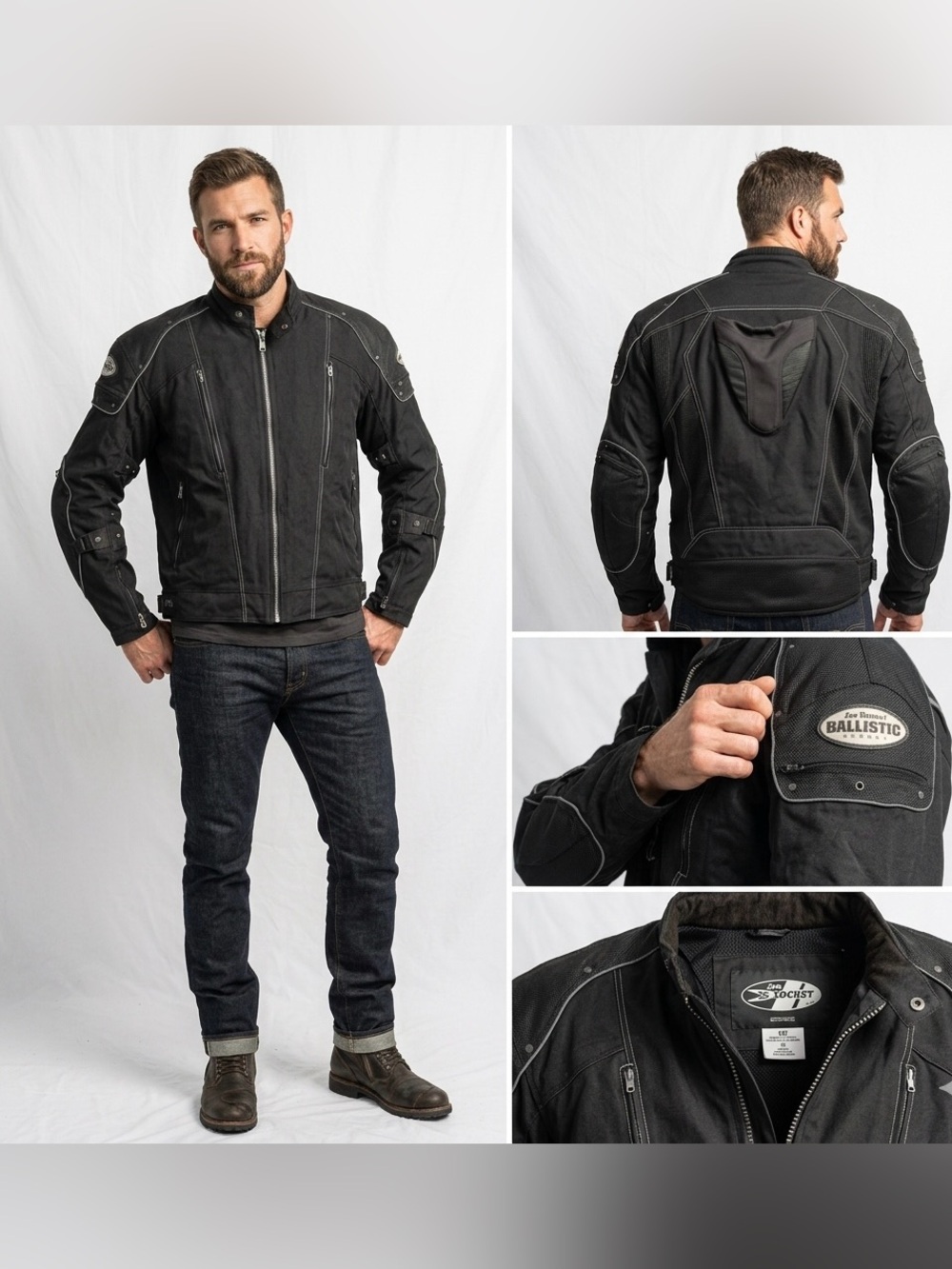JOE ROCKET | BALLISTIC SERIES XL MENS TOURING MOTORCYCLE BLACK JACKET PROTECTOR